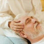 Man enjoying a relaxing head massage